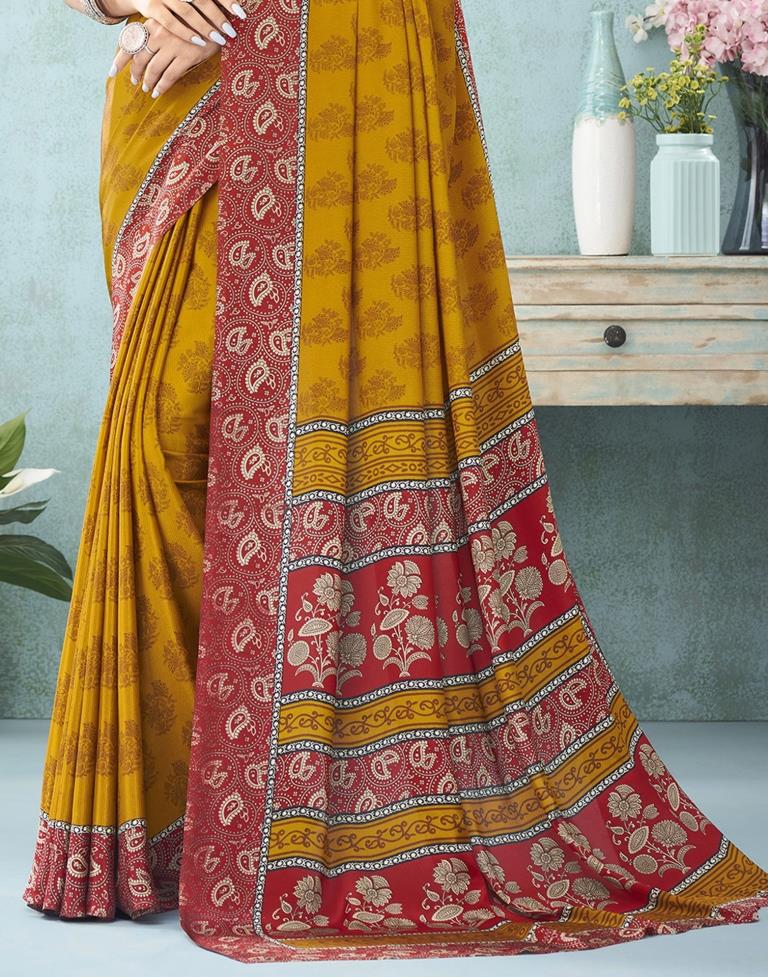 Mustard Printed Saree | Sudathi