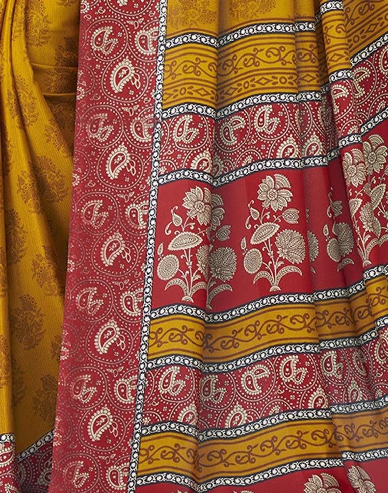 Mustard Printed Saree | Sudathi