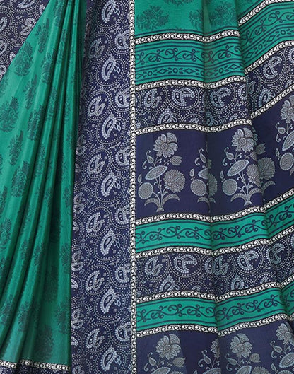 Teal Green Printed Saree | Leemboodi