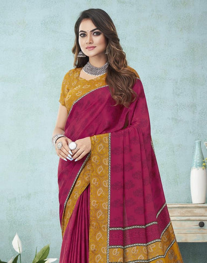 Hot Pink Printed Saree | Leemboodi