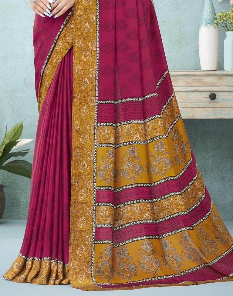 Hot Pink Printed Saree | Leemboodi