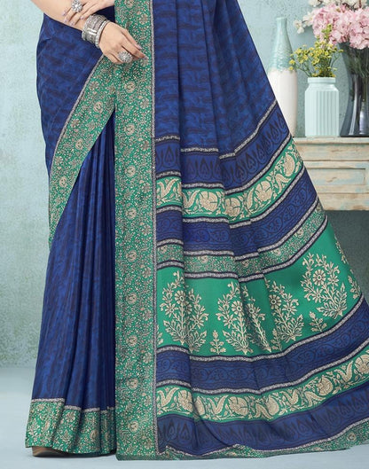 Navy Blue Printed Saree | Leemboodi