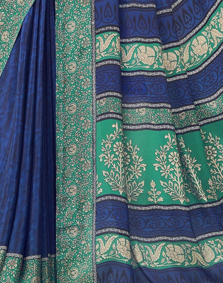 Navy Blue Printed Saree | Leemboodi