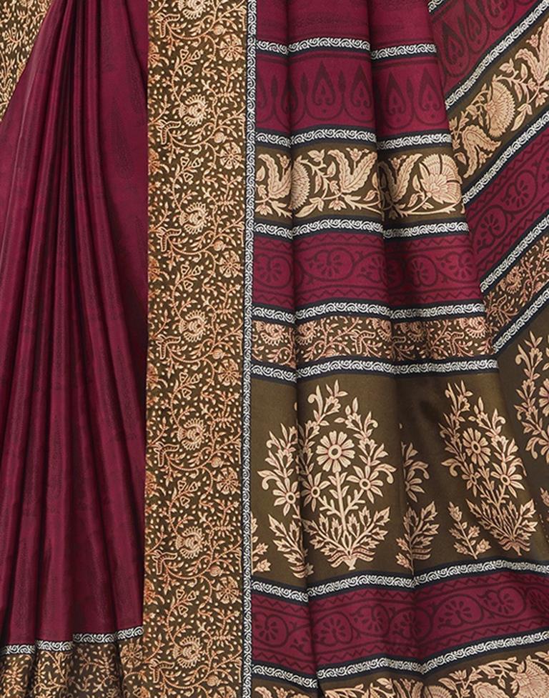 Maroon Printed Saree | Leemboodi