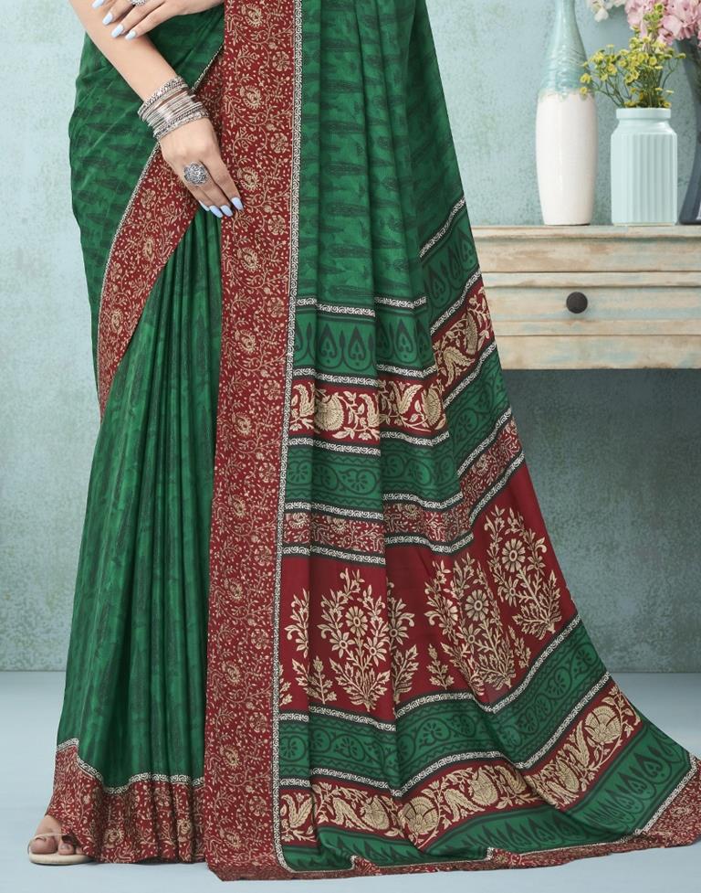 Green Printed Saree | Leemboodi