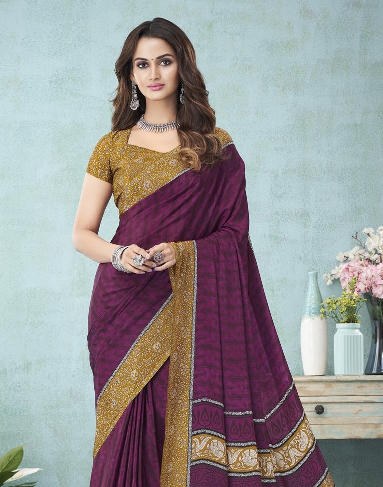Purple Printed Saree | Leemboodi