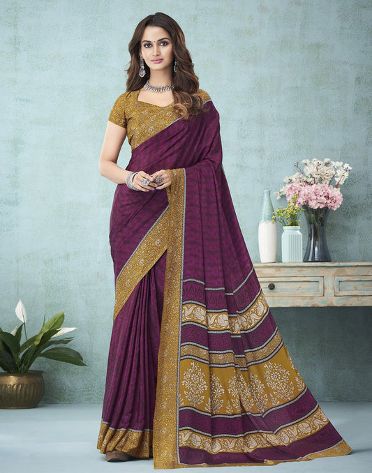 Purple Printed Saree | Leemboodi