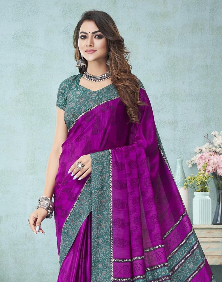 Purple Printed Saree | Leemboodi