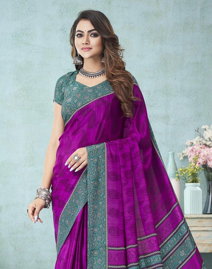 Purple Printed Saree | Leemboodi