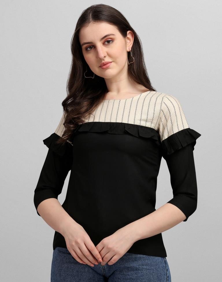 Black Colored Rayon Colour Block Top | Sudathi