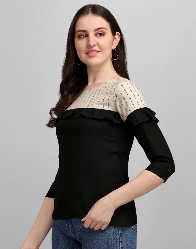 Black Colored Rayon Colour Block Top | Sudathi