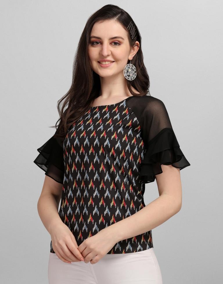 Black Digital Printed Top | Sudathi