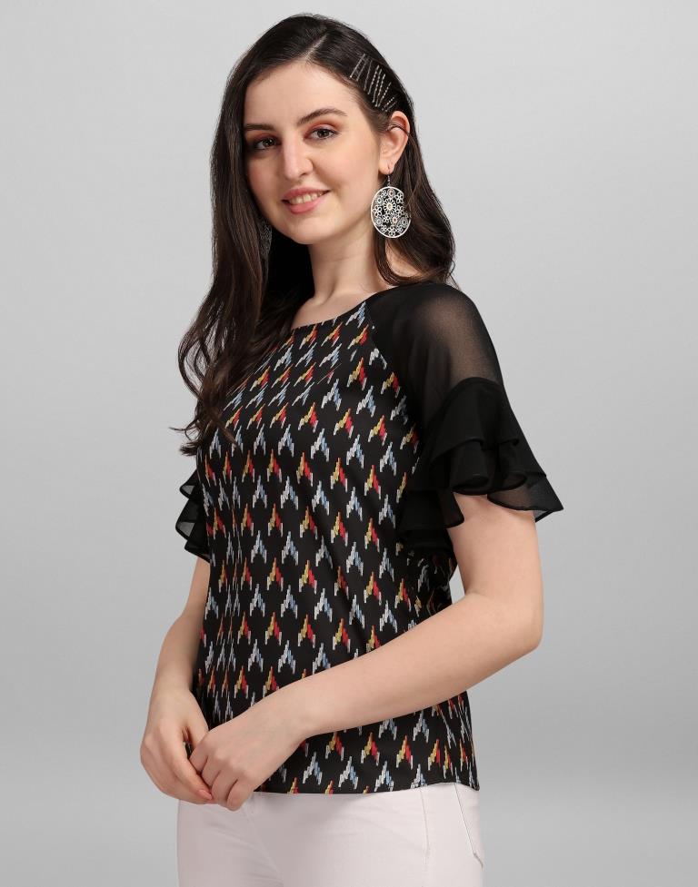 Black Digital Printed Top | Sudathi