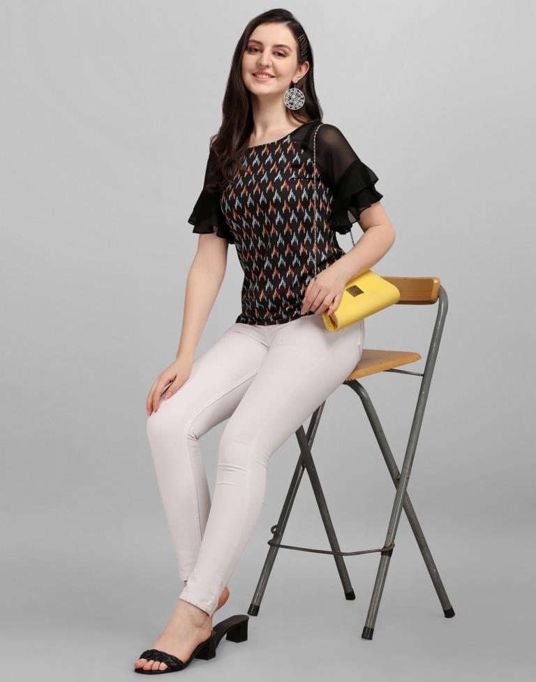 Black Digital Printed Top | Sudathi