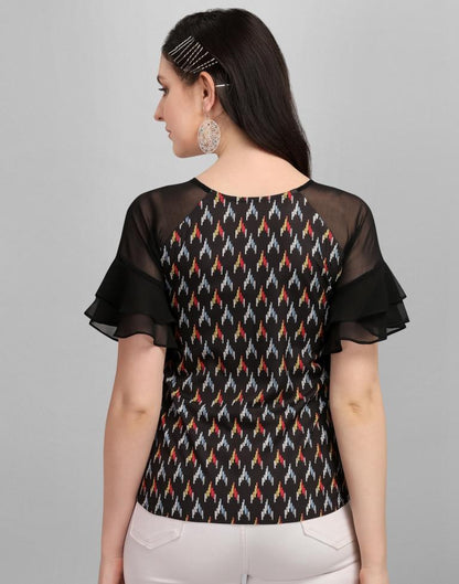 Black Digital Printed Top | Sudathi