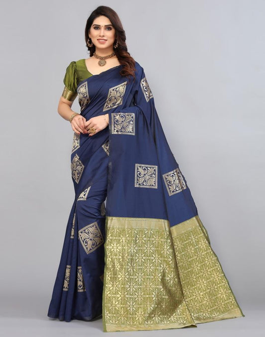 Navy Blue Weaving Silk Saree