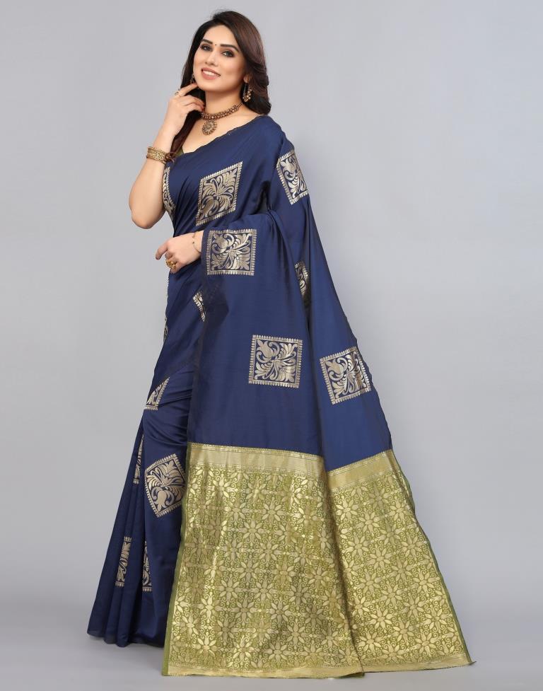 Navy Blue Weaving Silk Saree