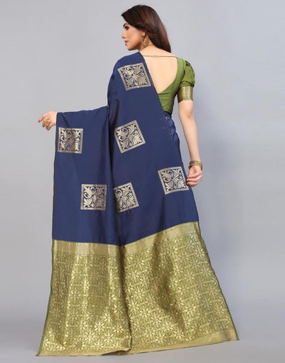 Navy Blue Weaving Silk Saree