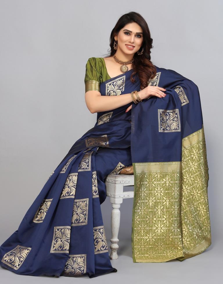 Navy Blue Weaving Silk Saree