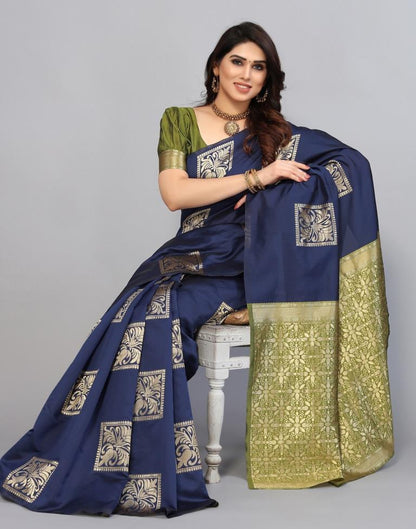 Navy Blue Weaving Silk Saree