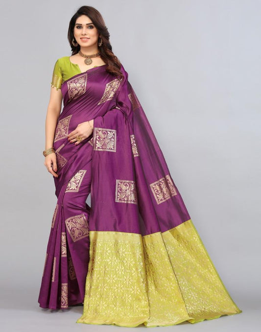 Wine Weaving Silk Saree