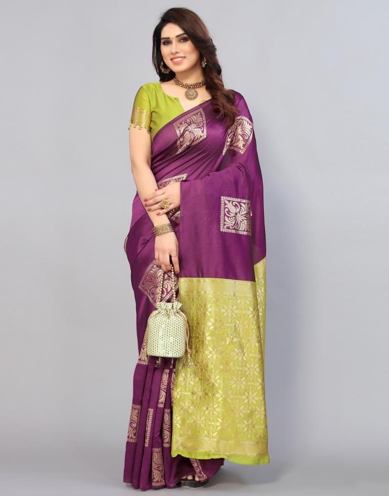 Wine Weaving Silk Saree