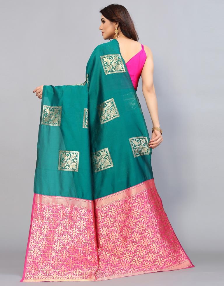Teal Green Weaving Silk Saree