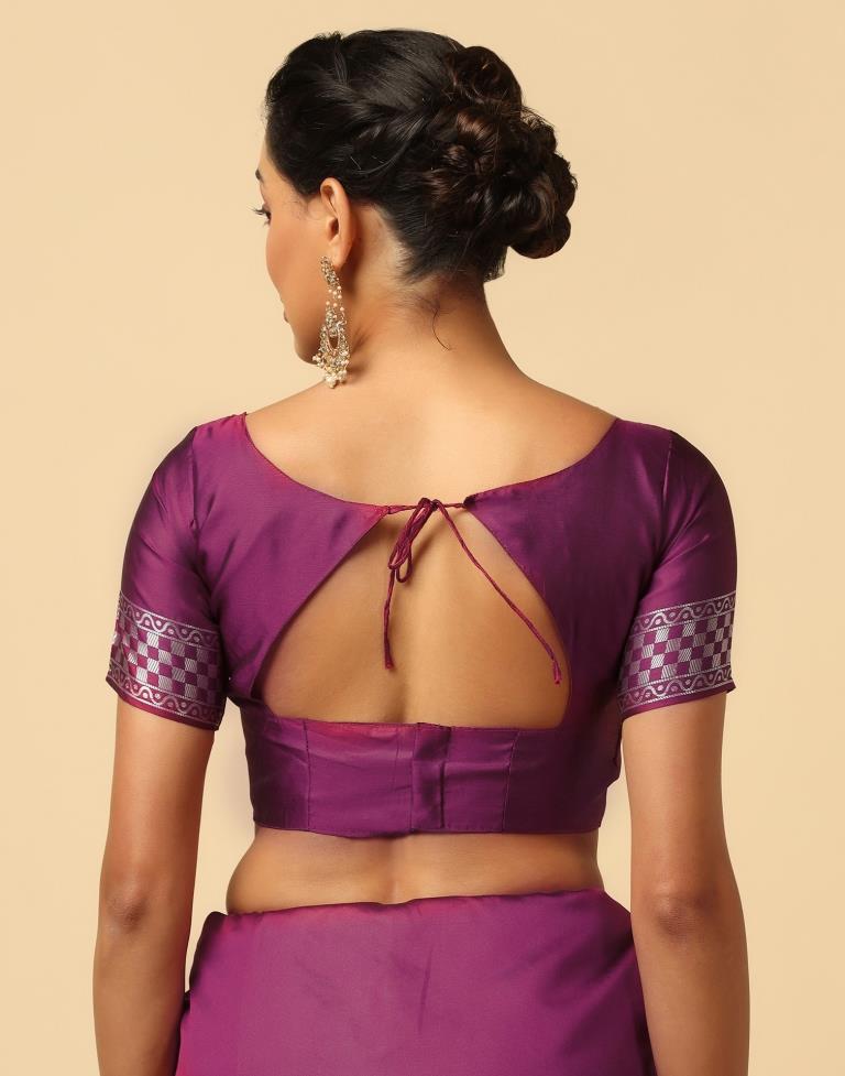 Wine Weaving Silk Saree