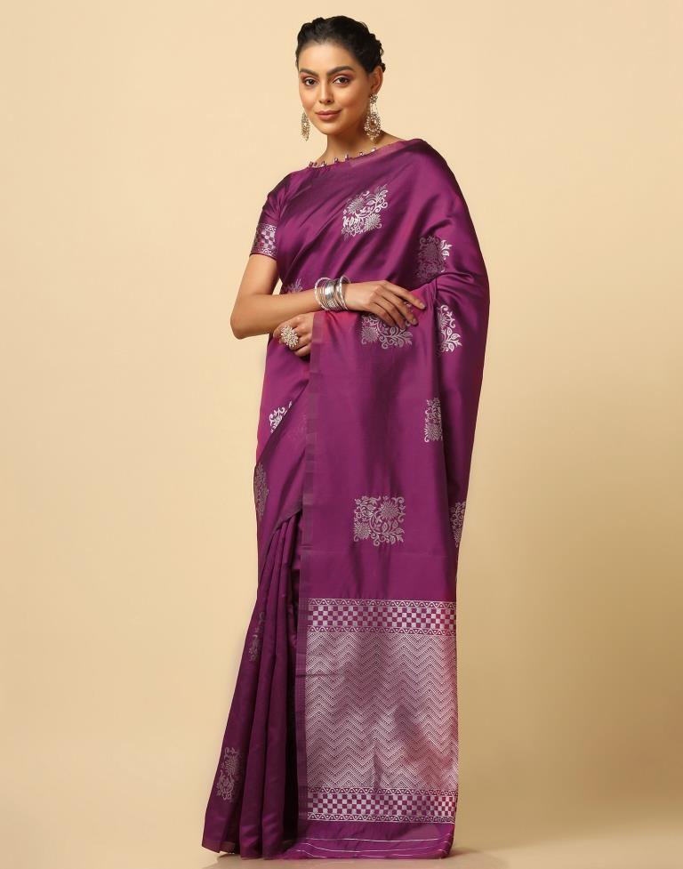 Wine Weaving Silk Saree