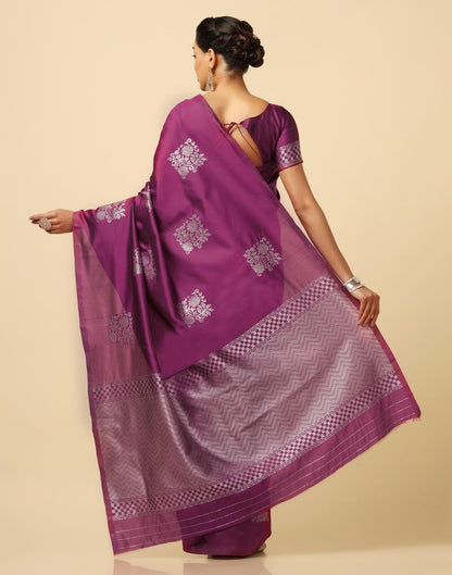 Wine Weaving Silk Saree