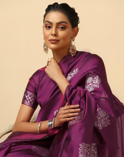 Wine Weaving Silk Saree