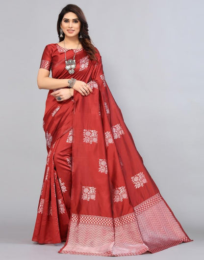 Maroon Weaving Silk Saree