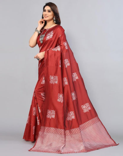 Maroon Weaving Silk Saree