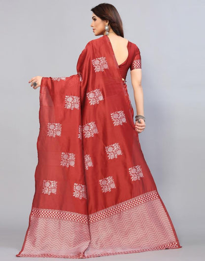 Maroon Weaving Silk Saree