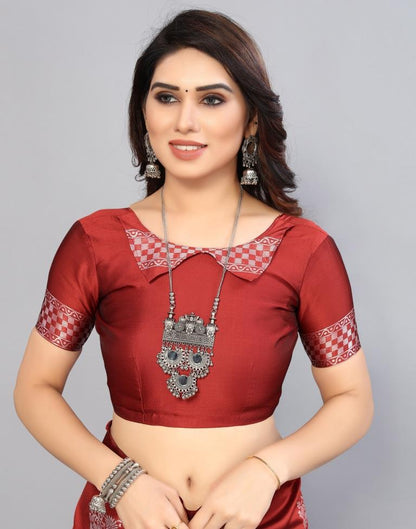 Maroon Weaving Silk Saree