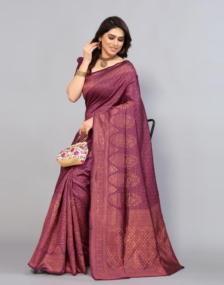 Magenta Weaving Silk Saree