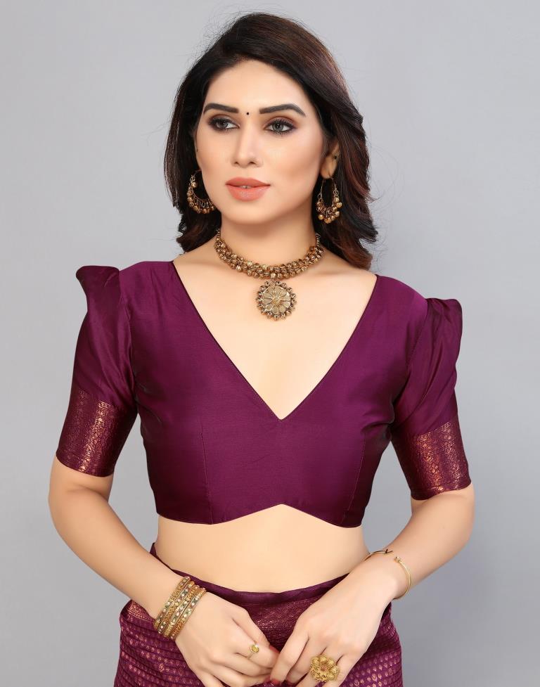 Magenta Weaving Silk Saree