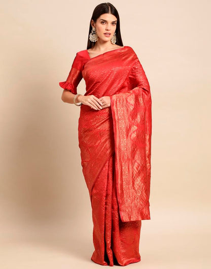 Red Weaving Silk Saree