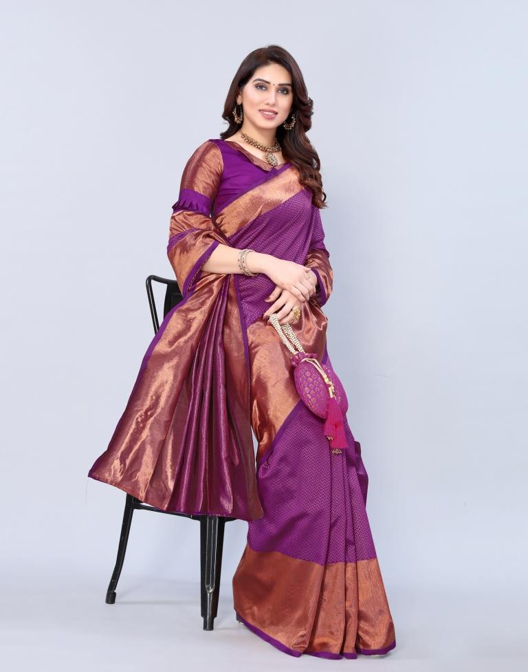 Purple Weaving Silk Saree