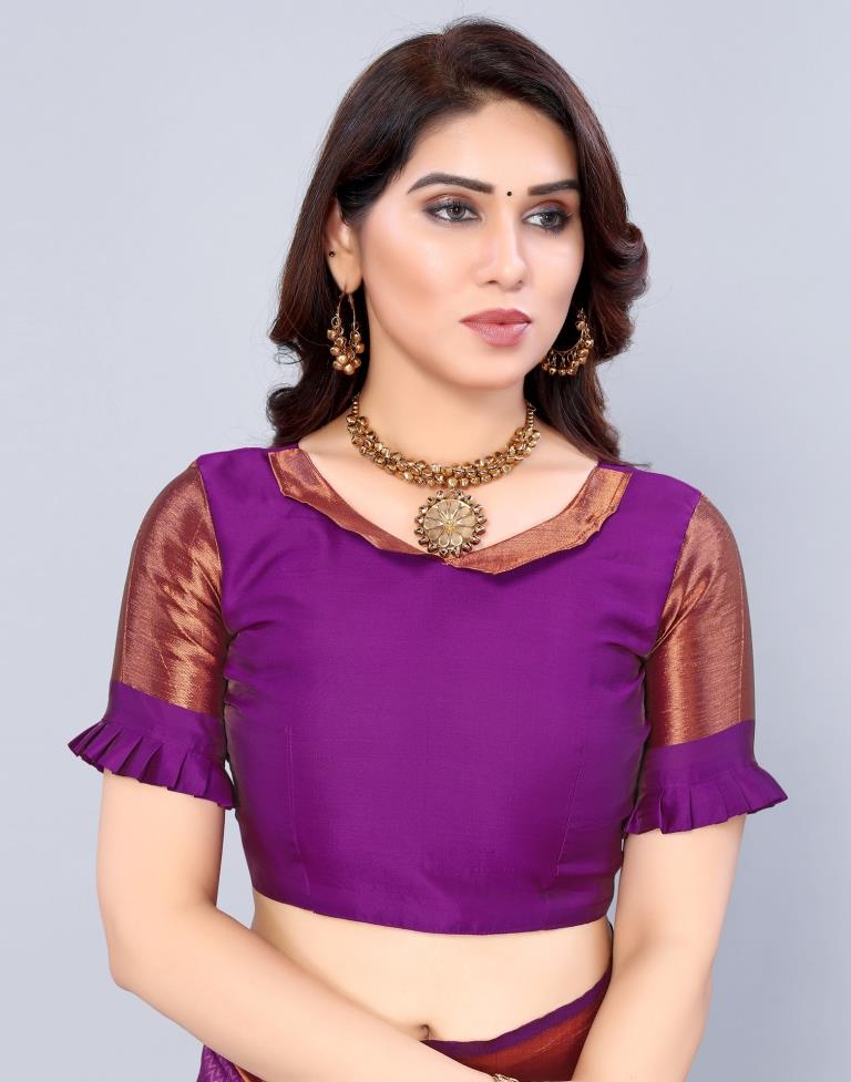 Purple Weaving Silk Saree