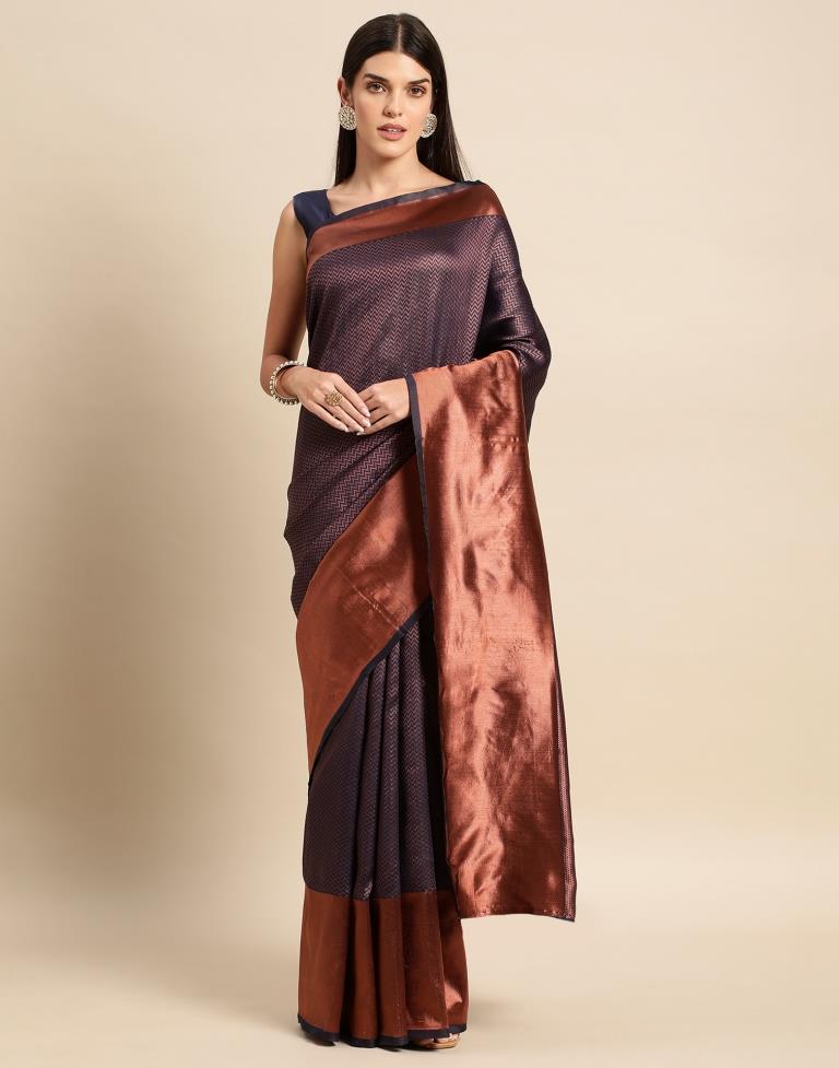 Navy Blue Weaving Silk Saree