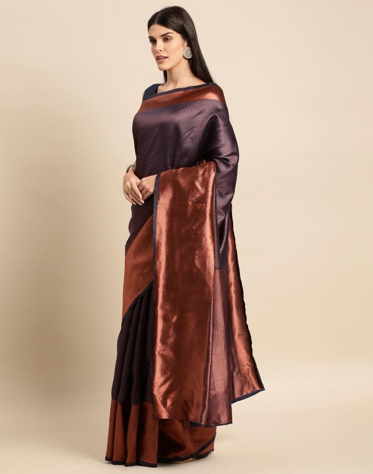 Navy Blue Weaving Silk Saree