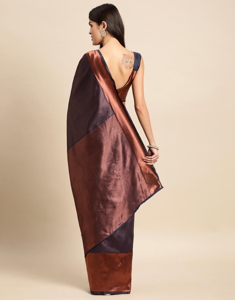 Navy Blue Weaving Silk Saree