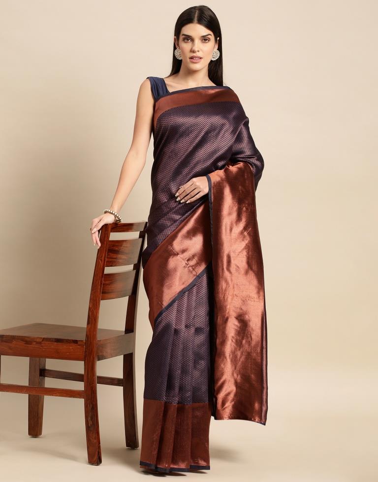 Navy Blue Weaving Silk Saree