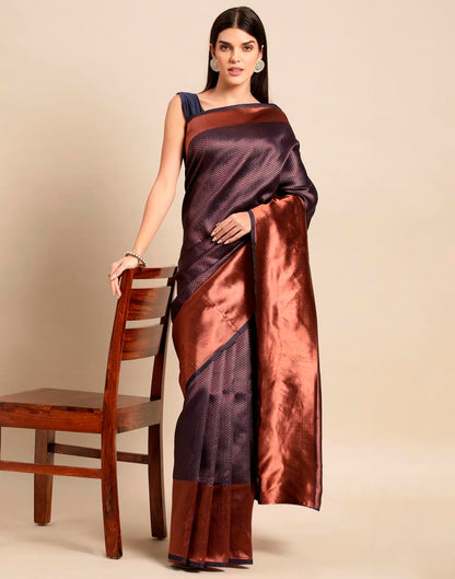 Navy Blue Weaving Silk Saree