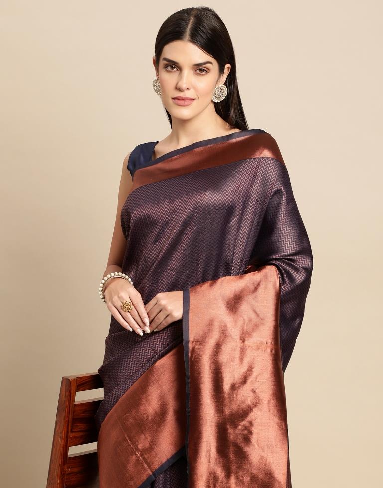 Navy Blue Weaving Silk Saree