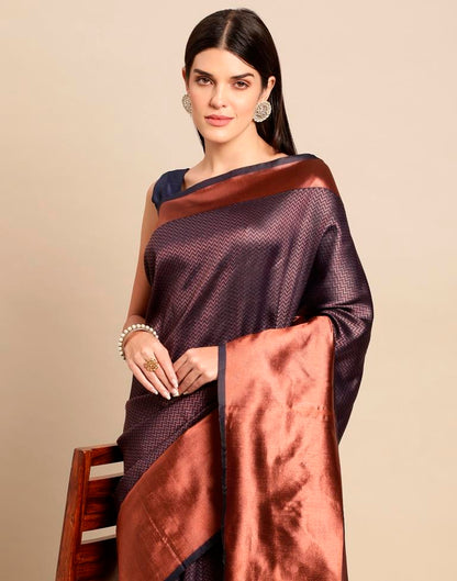 Navy Blue Weaving Silk Saree