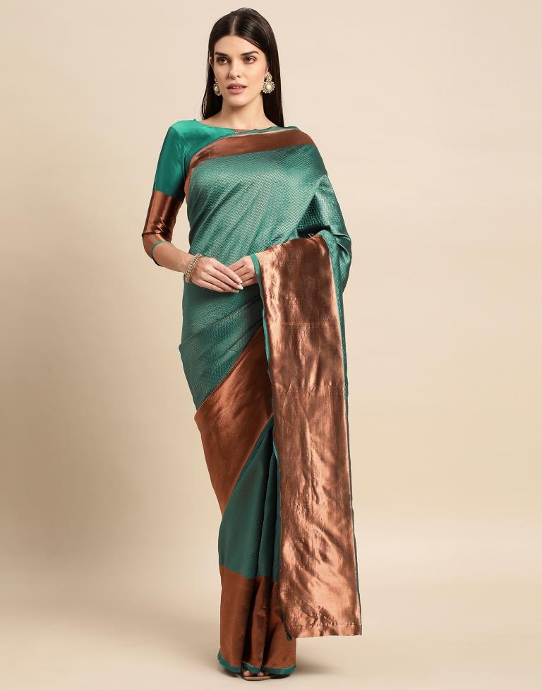 Rama Green Weaving Silk Saree