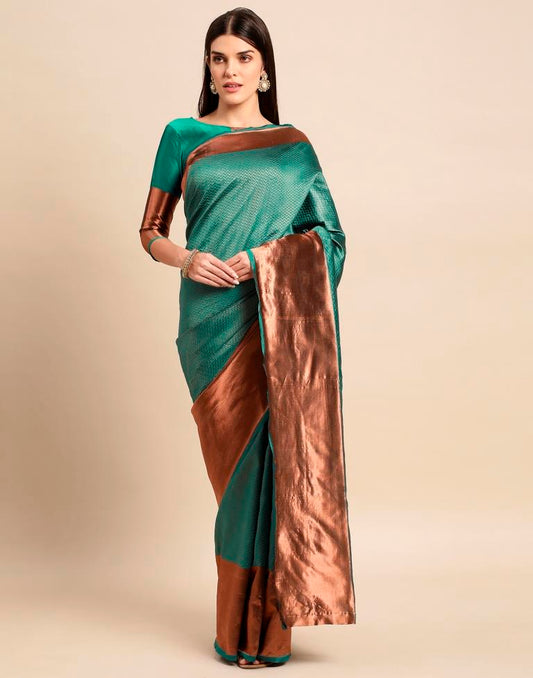 Rama Green Weaving Silk Saree