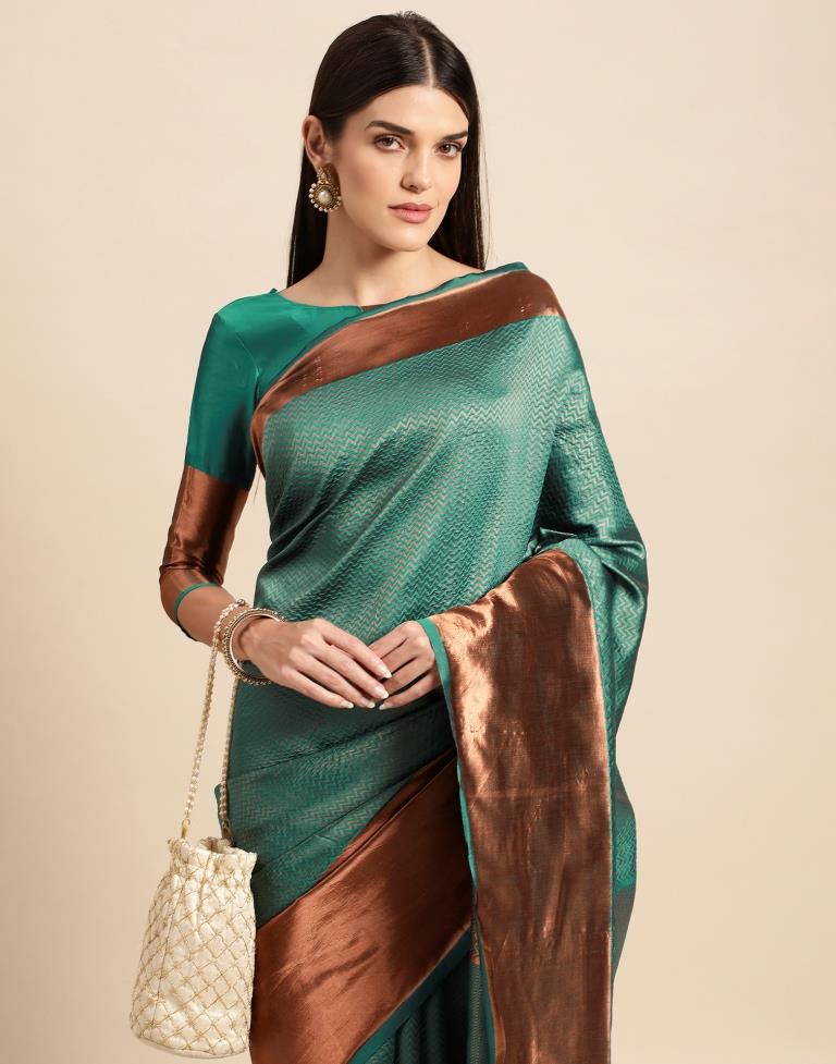 Rama Green Weaving Silk Saree